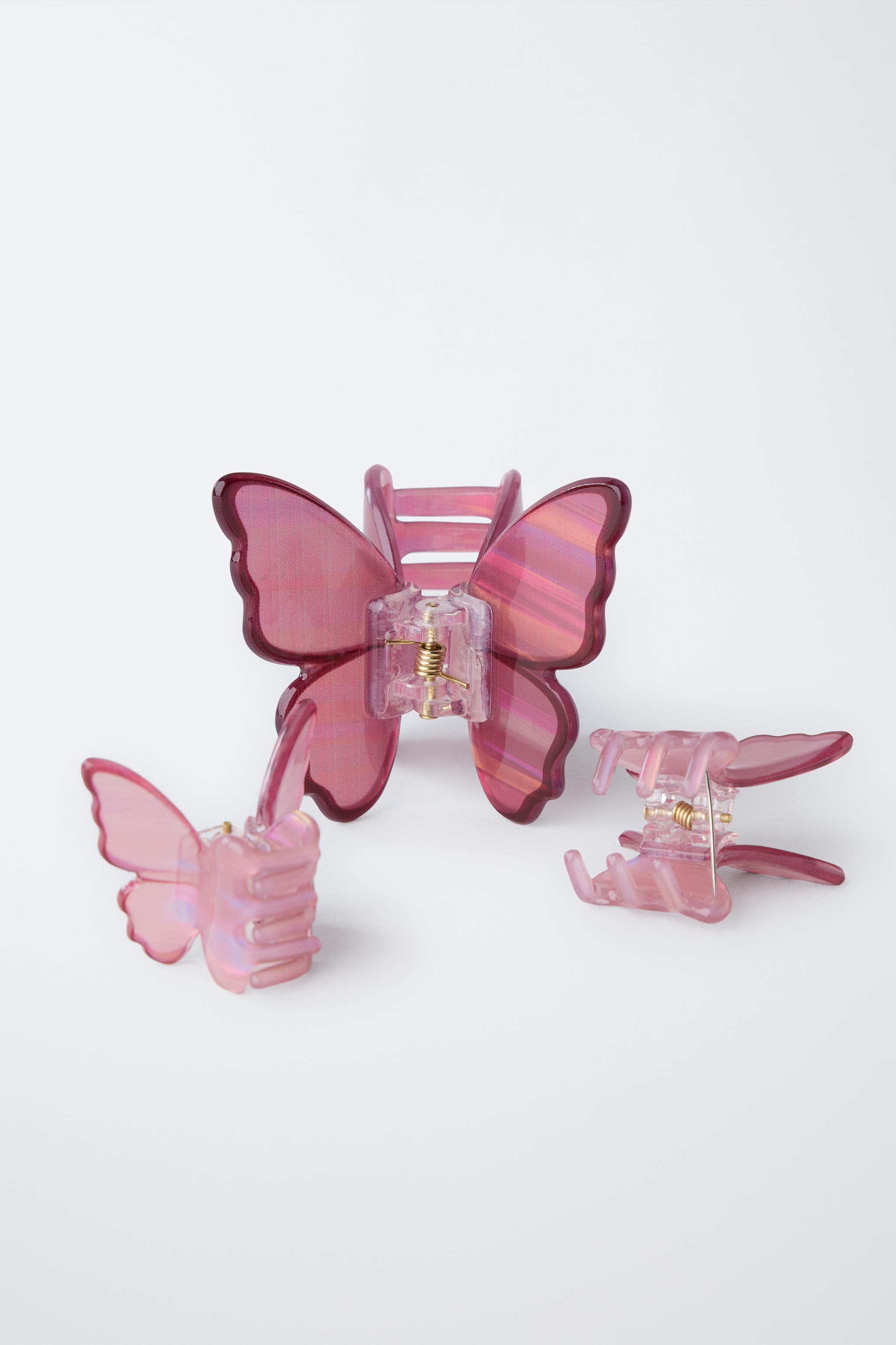 PACK OF THREE BUTTERFLY HAIR CLIPS